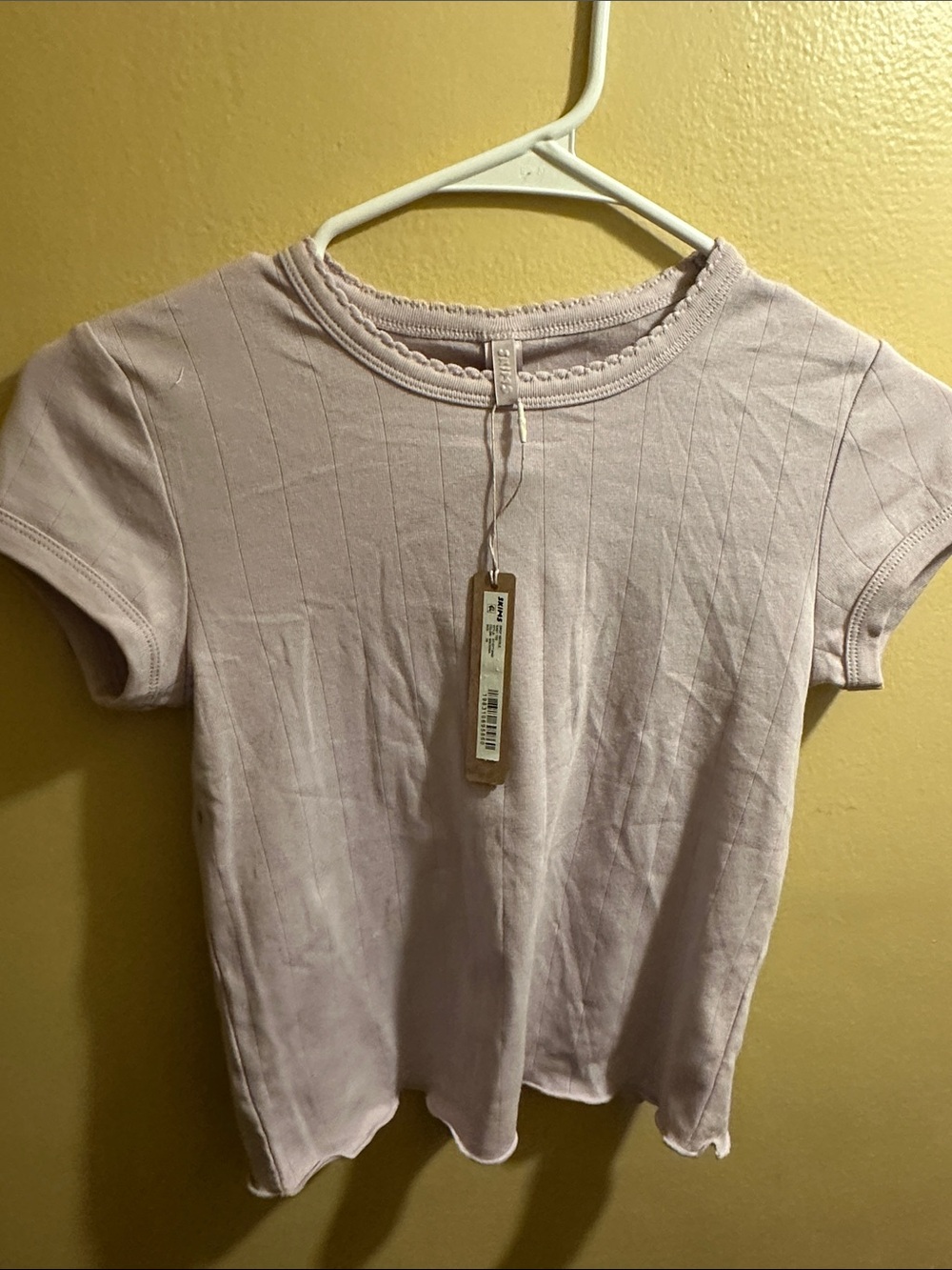 Skims pointelle Ribbed Short Sleeve Tee - Light Lavender